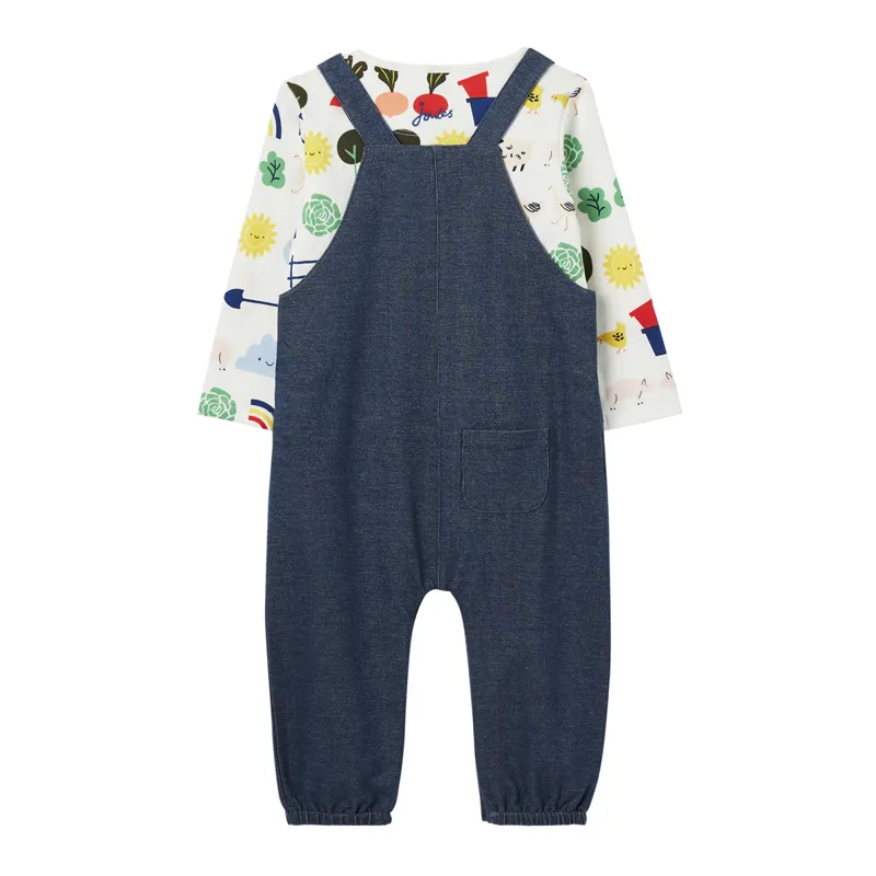 Joules Wilbur Denim Dungaree Set - Vegetable White-1