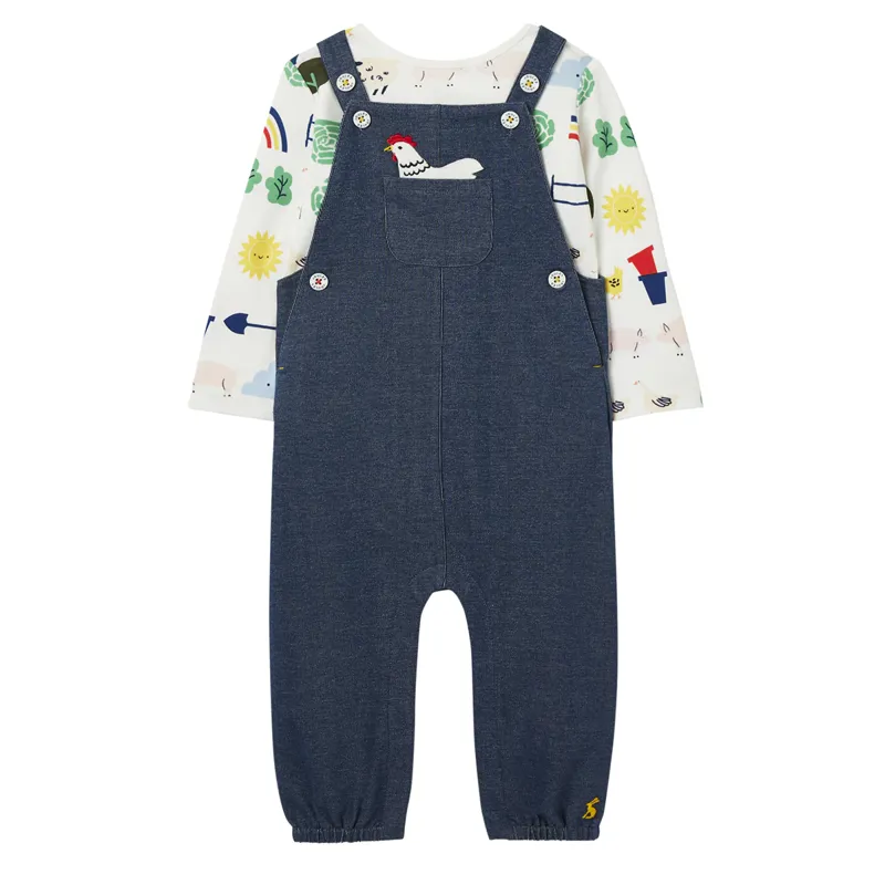 Joules Wilbur Denim Dungaree Set - Vegetable White