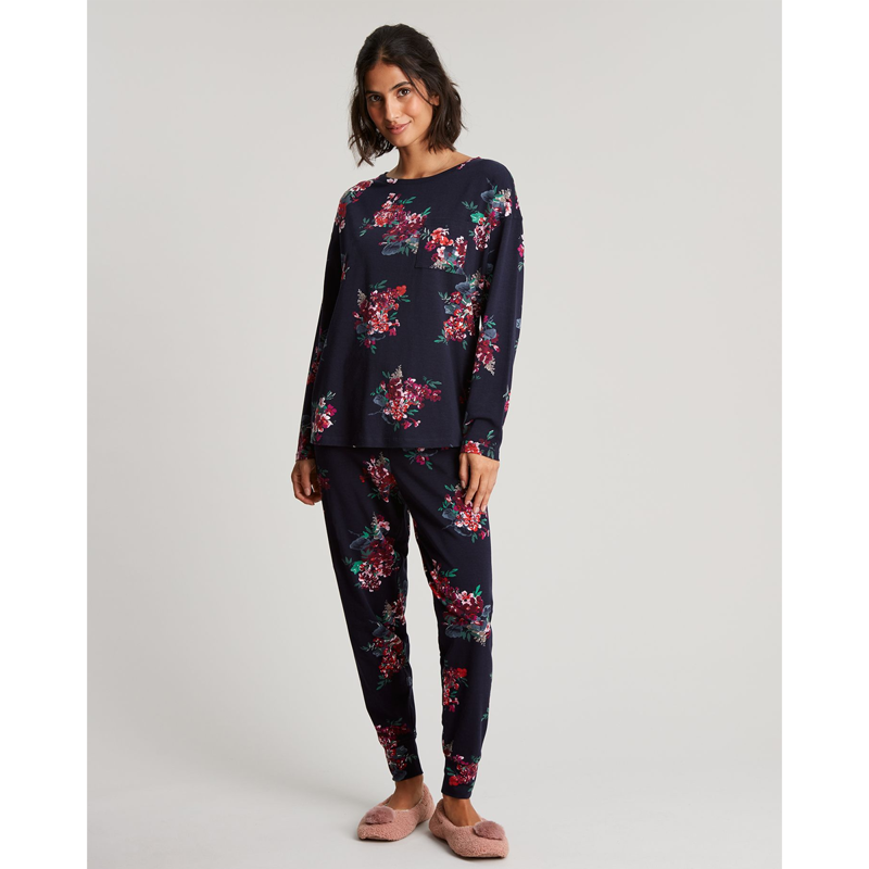 Joules Dreamley Long Sleeve Jersey Pyjama Set - Navy Floral-1