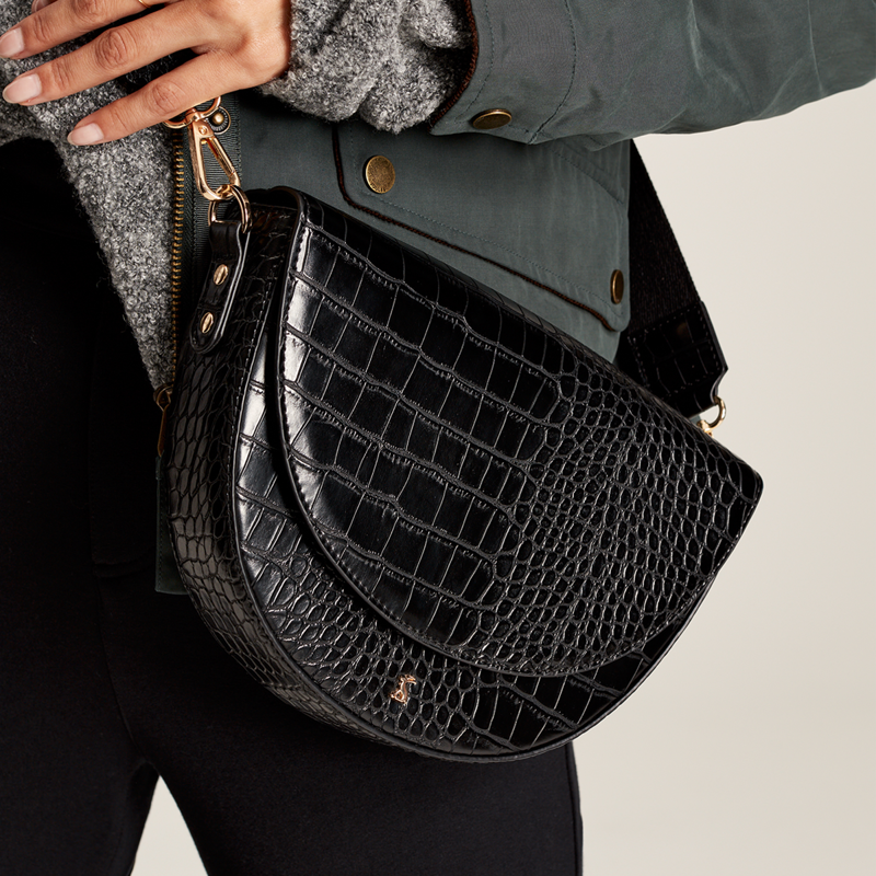 Joules Clara Half Moon PU Bag - Black-6
