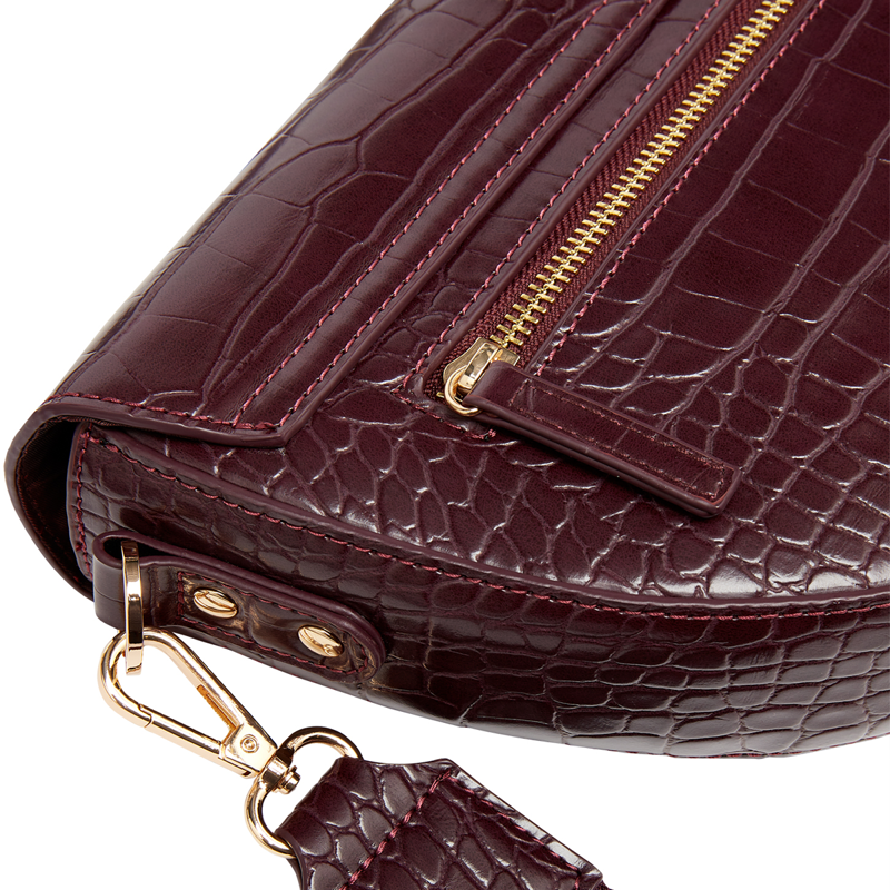 Joules Clara Half Moon PU Bag - Oxblood-3