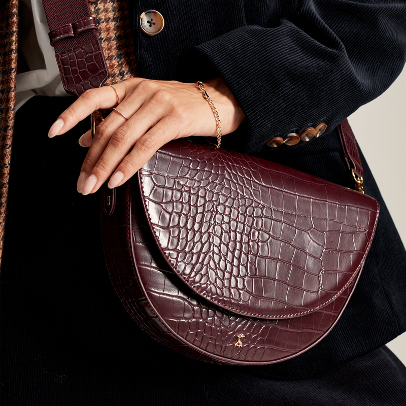 Joules Clara Half Moon PU Bag - Oxblood-6