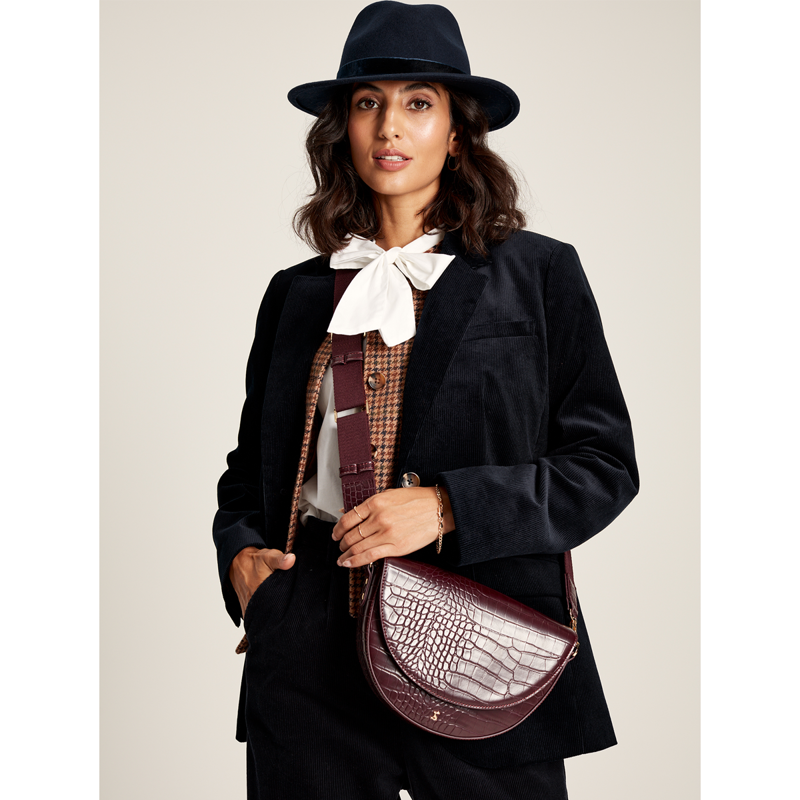 Joules Clara Half Moon PU Bag - Oxblood-5