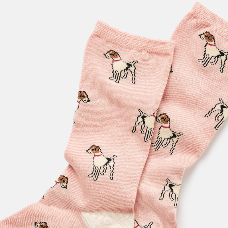 Joules Excellent Everyday Socks - Pink Dog-1