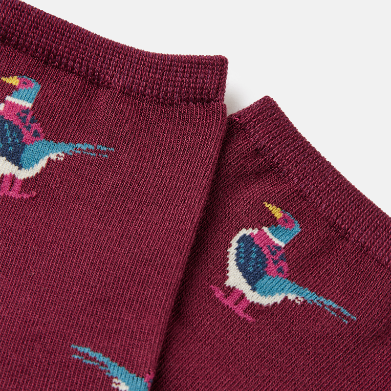 Joules Excellent Everyday Socks - Burgundy Pheasant-1