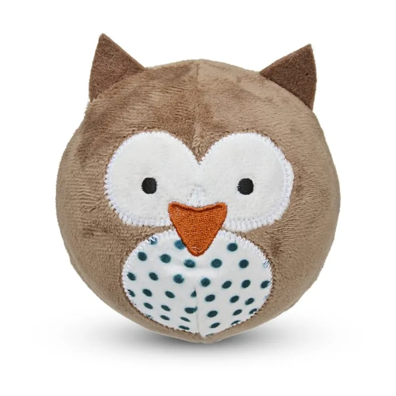 Petface Round Owl Plush Ball Dog Toy