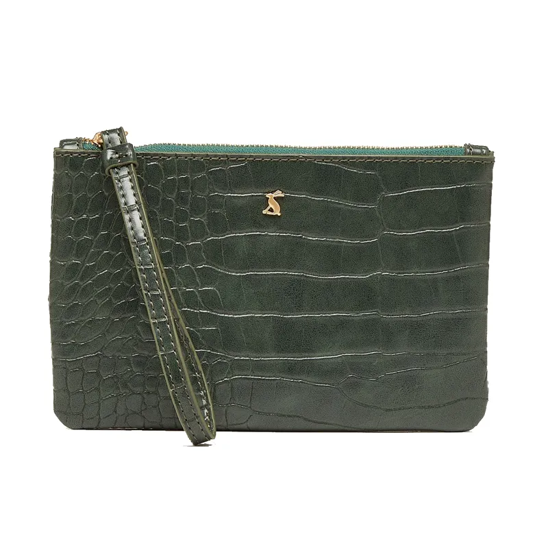 Joules Eliza PU Croc Effect Pouch - Green