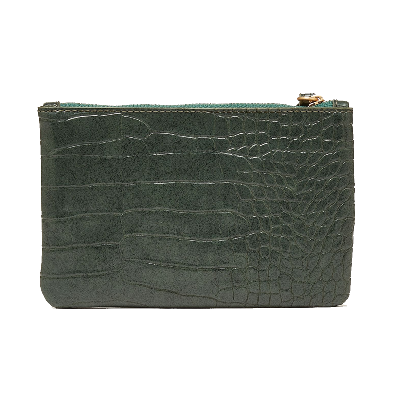 Joules Eliza PU Croc Effect Pouch - Green-1
