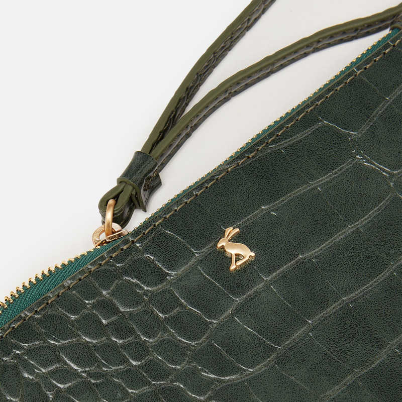 Joules Eliza PU Croc Effect Pouch - Green-3