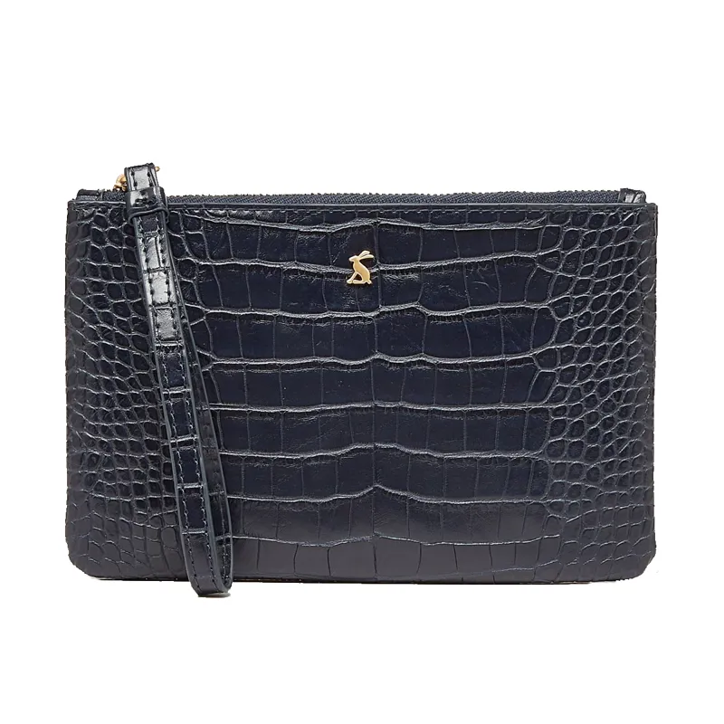 Joules Eliza PU Croc Effect Pouch - Navy