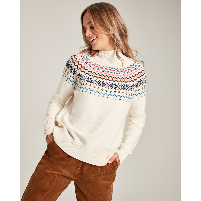 Joules Ladies Alba Knitted Jumper - Ivory Fair Isle-1