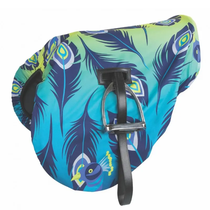 Shires Arma Waterproof Ride On Saddle Cover - Lime Peacock
