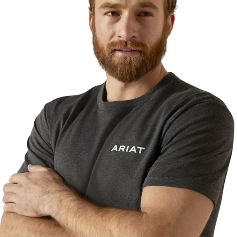 Ariat Men's Wooden Badge Short Sleeve T-Shirt - Charcoal Heather-2