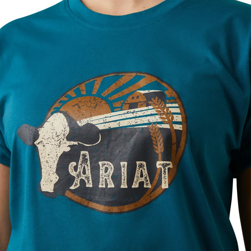 Ariat Women's Heartland Tee - Deep Lagoon-2