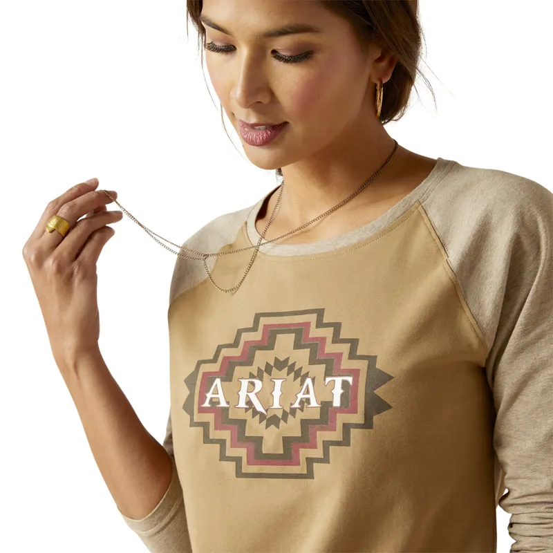 Ariat Woman's Tucson Baseball Tee - Petrified Oak-2