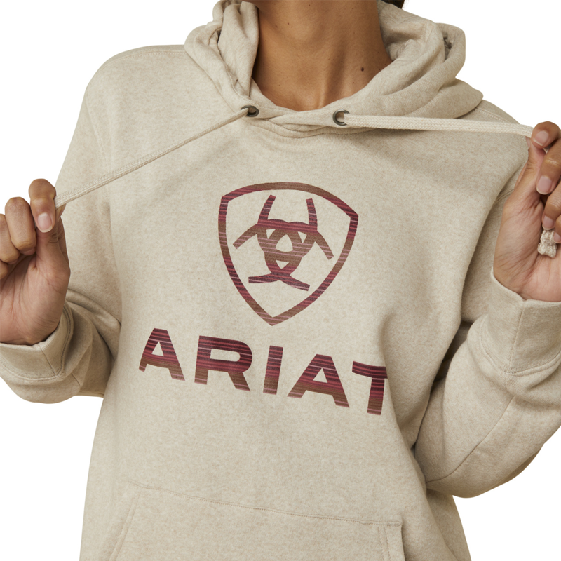 Ariat Women's Real Ombre Shield Hoodie - Oatmeal Heather-2