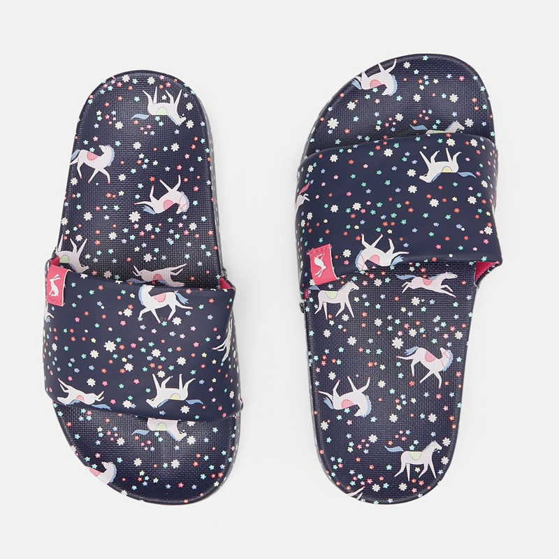 Joules Jnr Poolside Printed Slider -Navy Horse-2