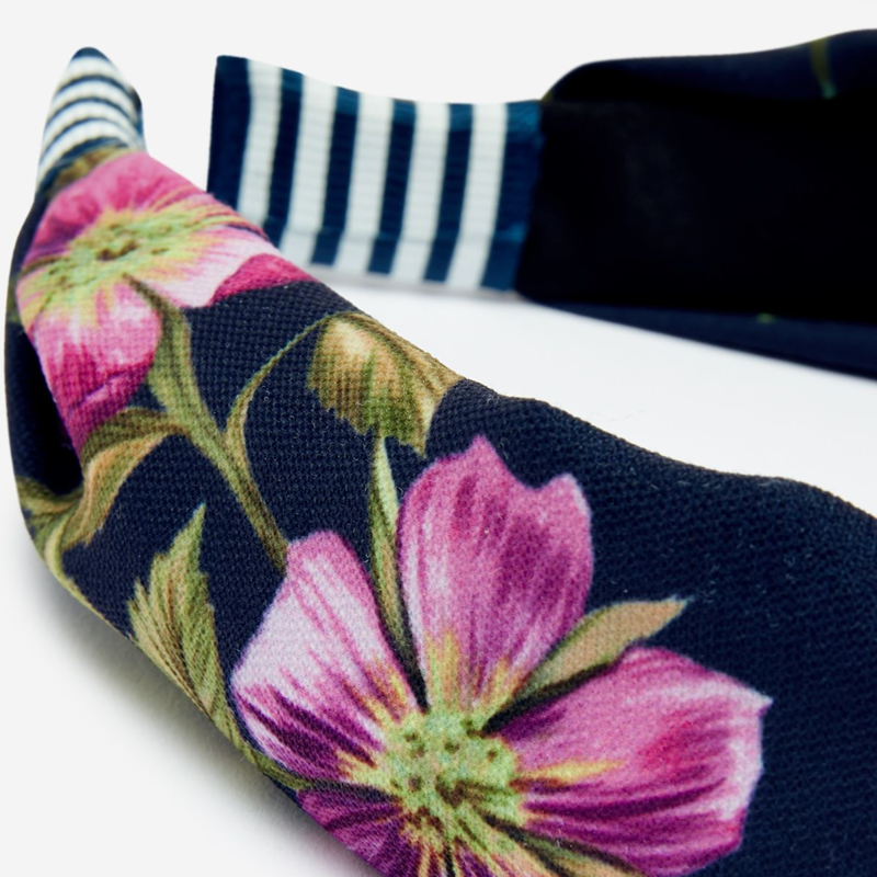 Joules Lovett Printed Headband - Navy Stripe Floral-2