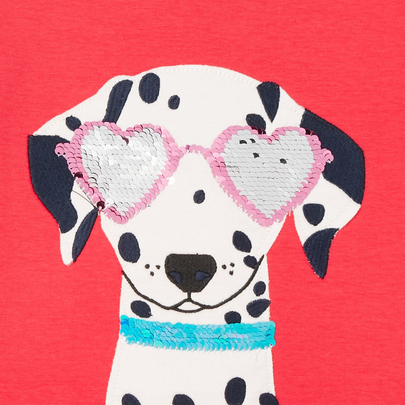 Joules Mackenzie 2-Way Sequin Artwork Sweatshirt - Red Dalmatians-2