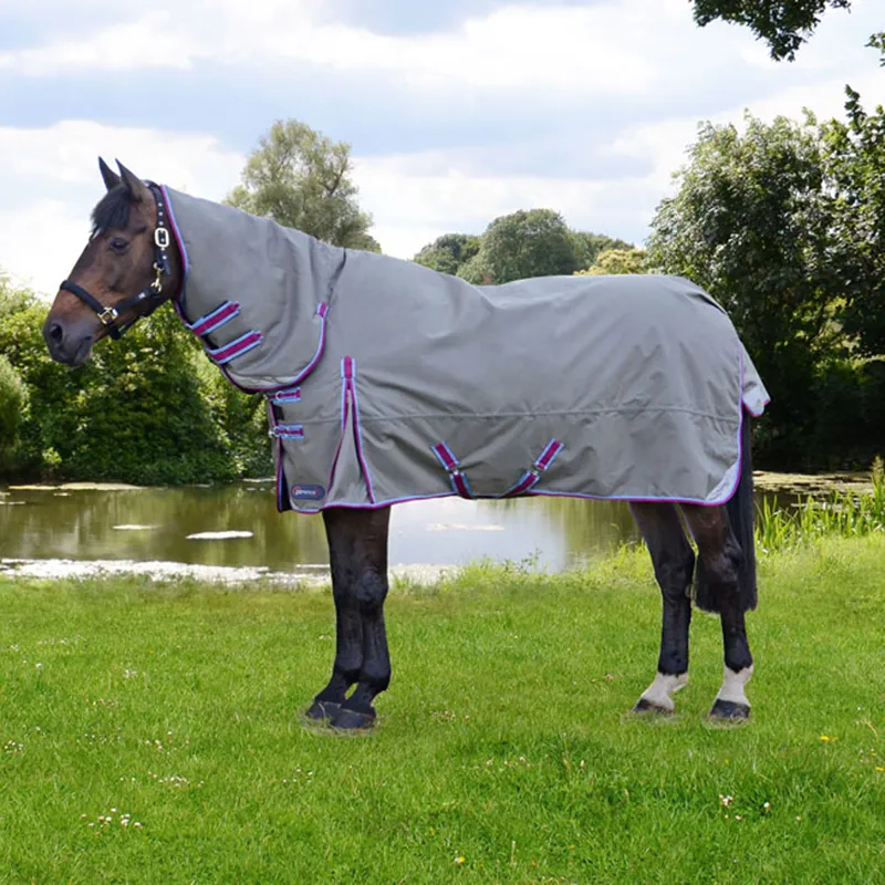 Hy DefenceX System 300g Combi Turnout Rug - Grey/Berry/Cool Blue