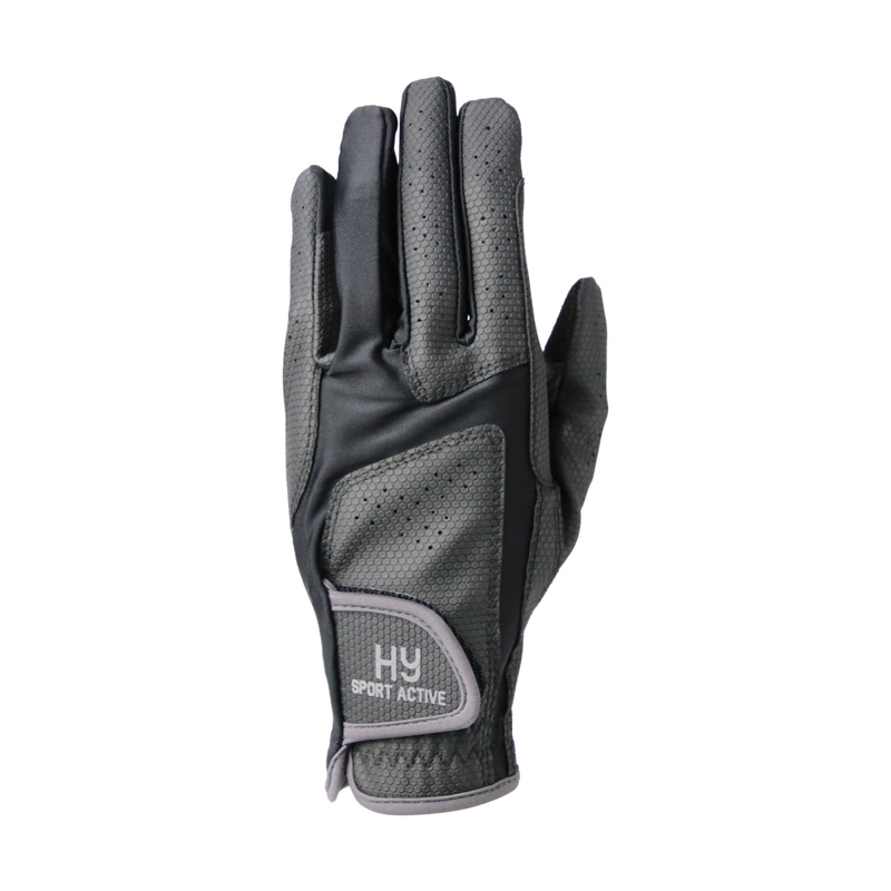 Hy Sport Active Riding Gloves - Black/Pencil Point Grey