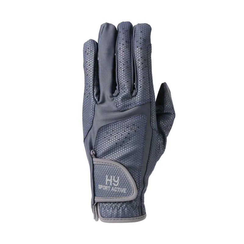 Hy Sport Active Riding Gloves - Navy/Pencil Point Grey