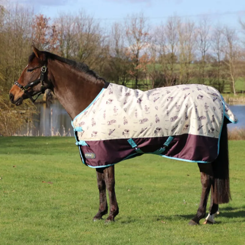 StormX Original 100 Turnout Rug Thelwell Collection Country Turnout Rug - Beige Aubergine Aquatic
