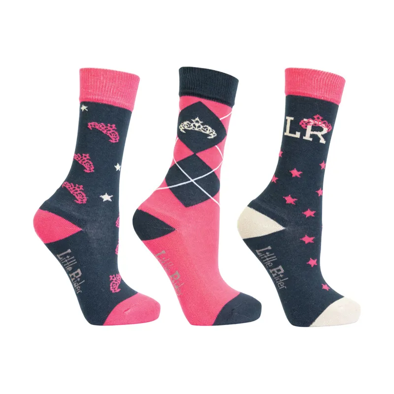 Little Rider Sasha Socks - Pack Of 3 - Navy/Pink