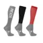 Hy Sport Active Young Rider Riding Socks - Pack of 3 - Rosette Red/Pencil Point Grey/Black