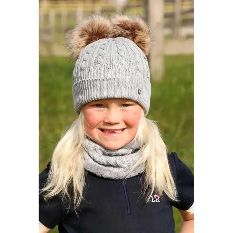 Hy Equestrian Morzine Children's Hat And Snood Set - Grey