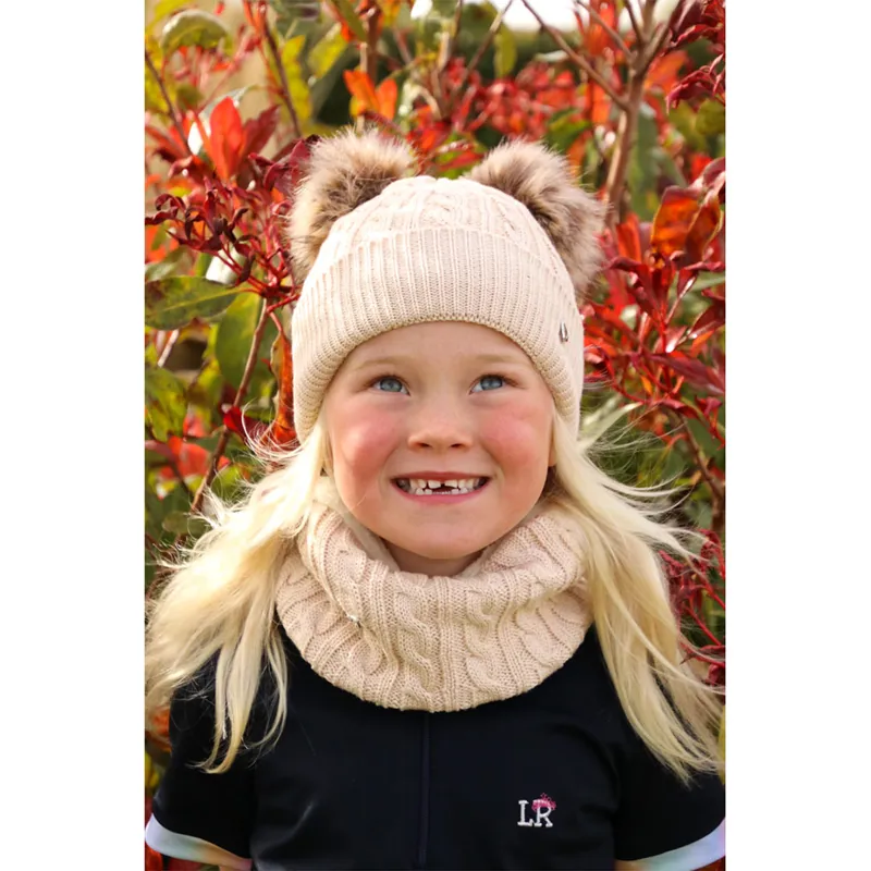 Hy Equestrian Morzine Children's Hat And Snood Set - Beige