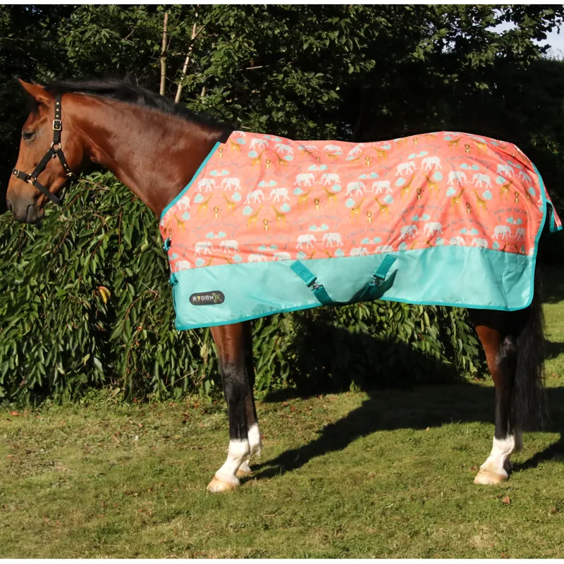Hy StormX Original King of the Jungle 0g Turnout Rug - Peach/Mint