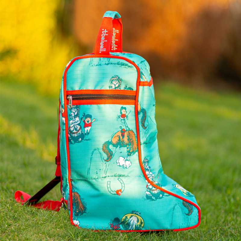 Hy Equestrian Thelwell Collection The Greatest Jodhpur Boot Bag - Turquoise/Red-2