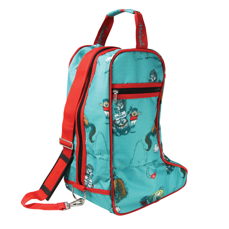 Hy Equestrian Thelwell Collection The Greatest Jodhpur Boot Bag - Turquoise/Red-1