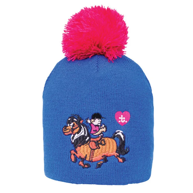 Hy Equestrian Thelwell Collection Race Bobble Hat - Cobalt Blue/Magenta