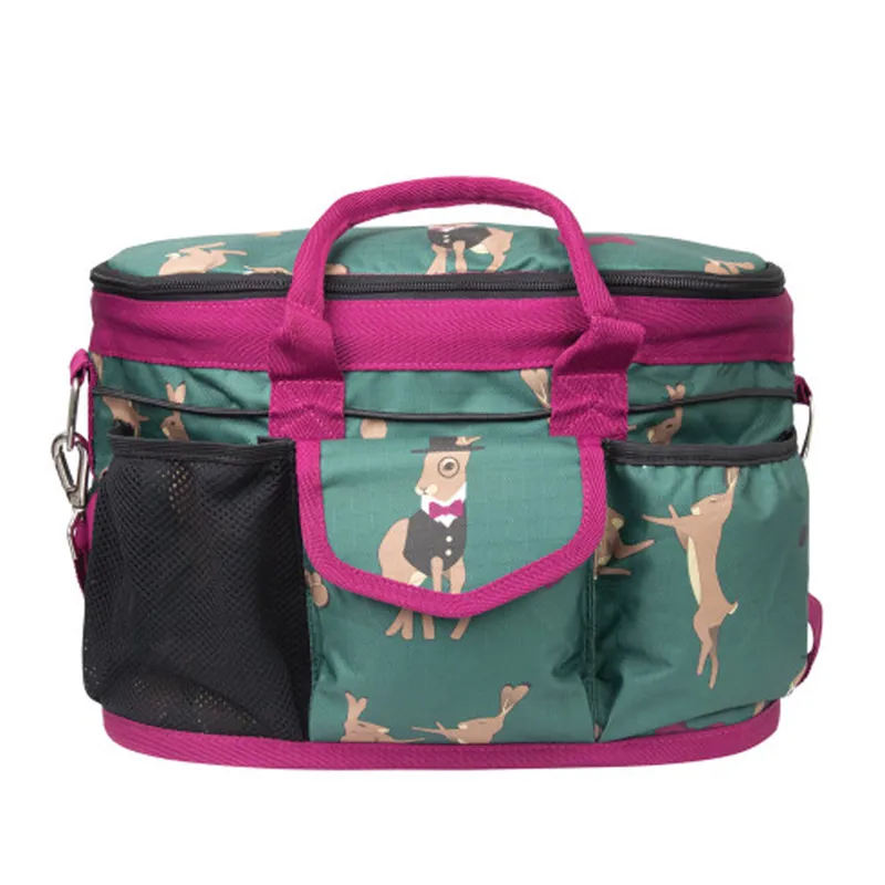 Hy Equestrian Harrison the Hare Grooming Bag - Moss Green/Boysen Berry