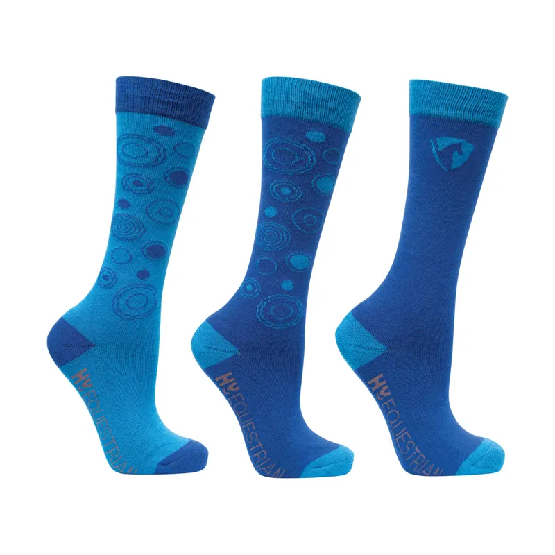Hy Equestrian Dynamizs Ecliptic Socks - Pack Of 3 - Cobalt/Ocean