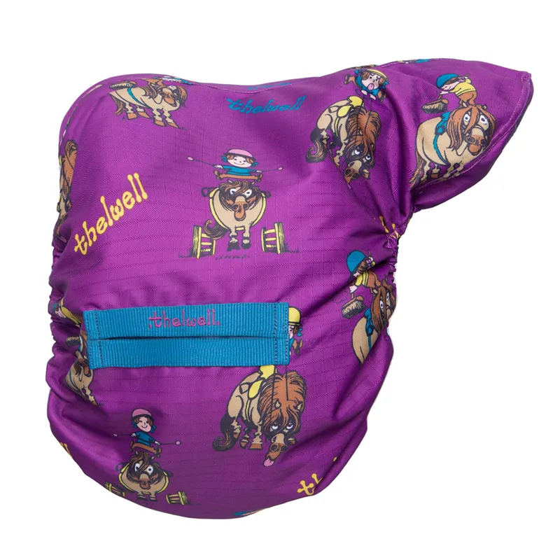 Hy Equestrian Thelwell Collection Pony Friends Saddle Cover - Imperial Purple/Pacific Blue