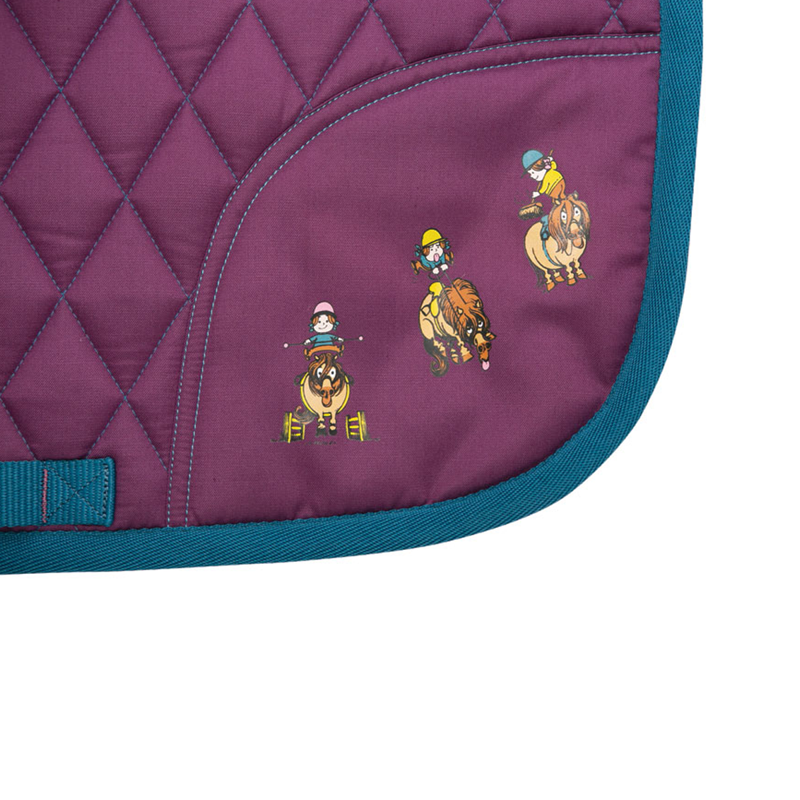 Hy Equestrian Thelwell Collection Pony Friends Saddle Pad - Imperial Purple/Pacific Blue-1
