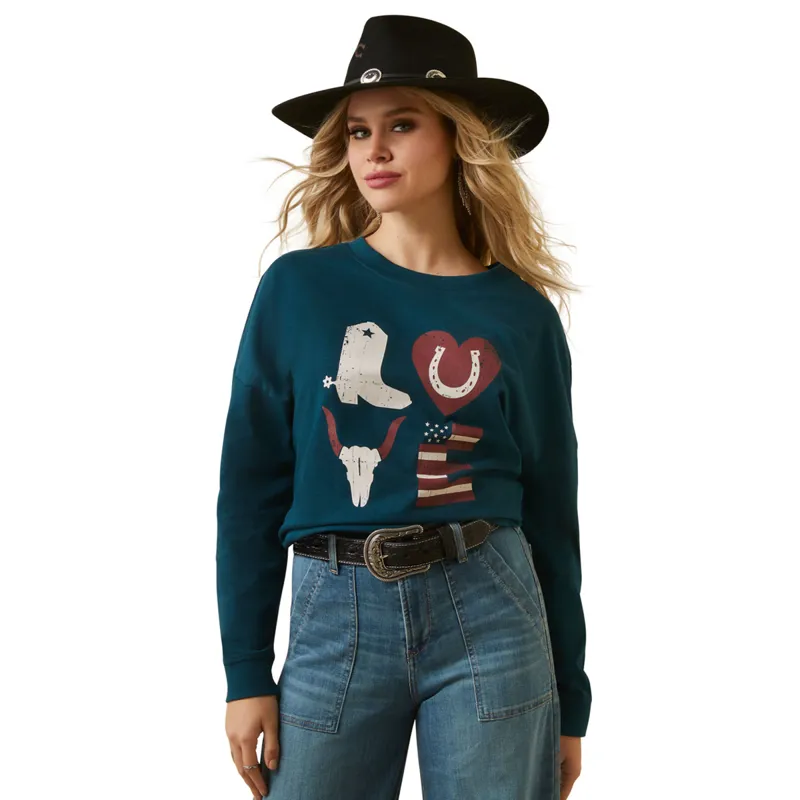 Ariat Woman's Love Oversized Tee - Reflecting Pond