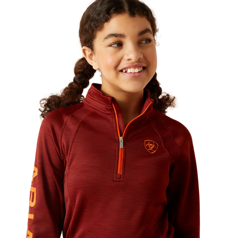Ariat Youth TEK Team 1/2 Zip Sweatshirt - Fired Brick-2