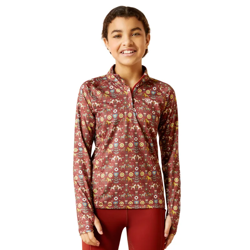 Ariat Youth Lowell 2.0 1/4 Zip Baselayer - Red Ochre Dala Horse