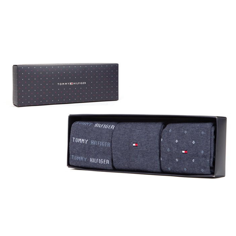 Tommy Hilfiger Men's 3 Pack Socks in Giftbox - Grey - UK 9-11