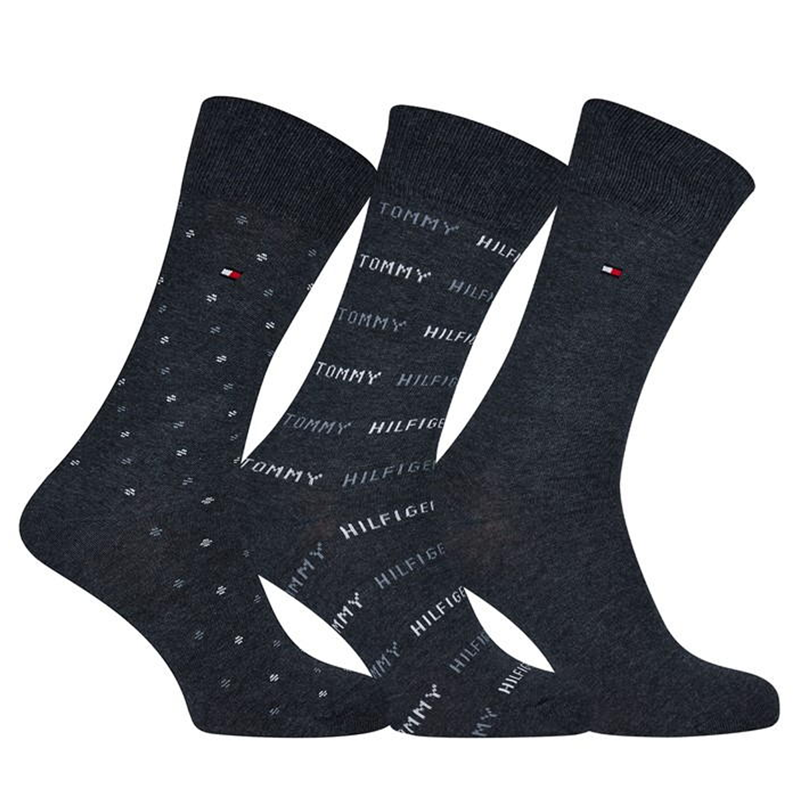 Tommy Hilfiger Men's 3 Pack Socks in Giftbox - Grey - UK 9-11-1