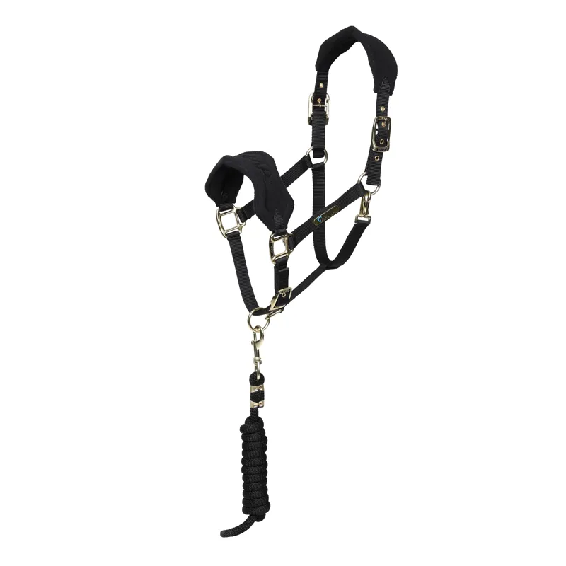 Shires Arma Fleece Headcollar and Leadrope - Black