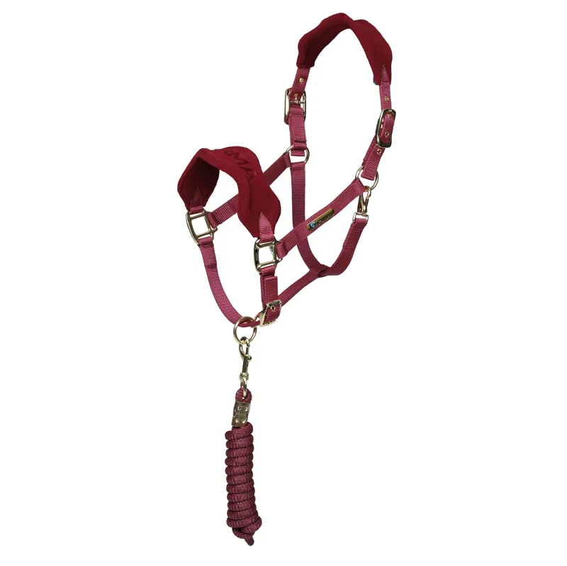 Shires Arma Fleece Headcollar and Leadrope - Burgundy