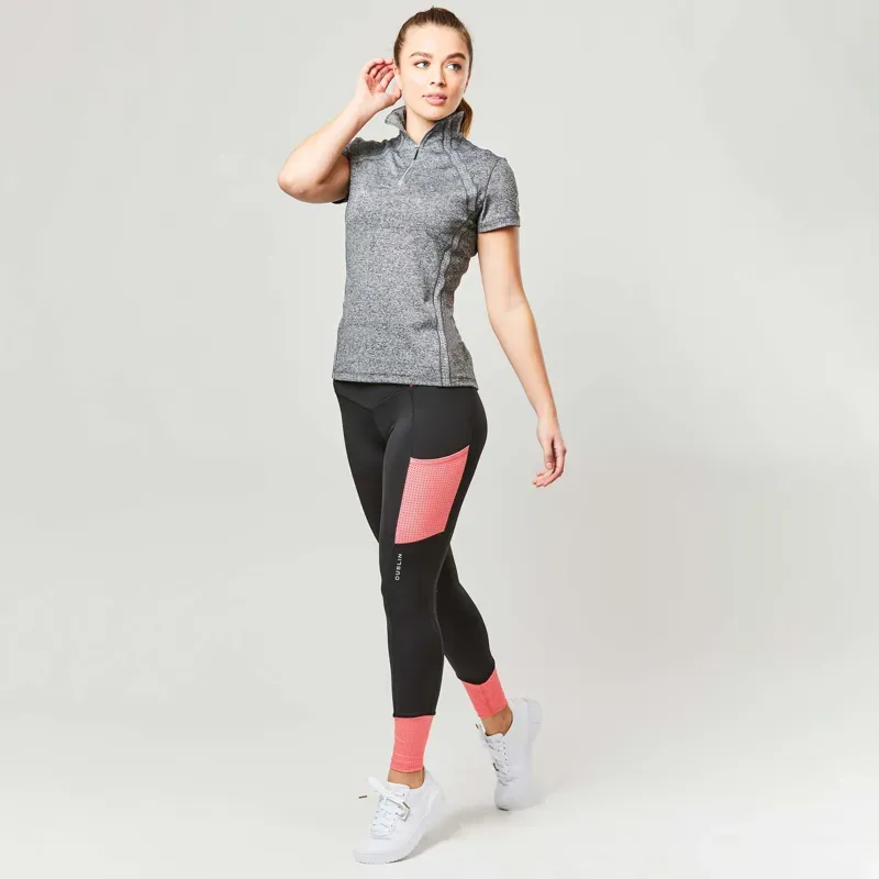 Dublin Ladies Power Performance Mid Rise Colour Block Tights - Coral-1
