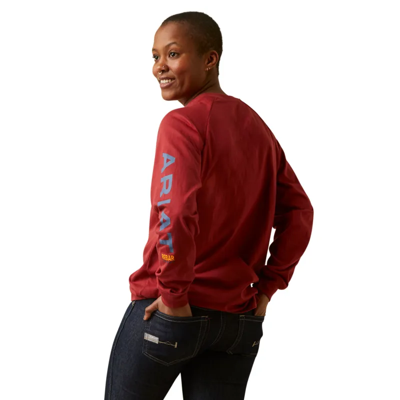 Ariat Women's Rebar Cotton Strong Logo Graphic T-Shirt - Red Dahlia/Bijou Blue-1