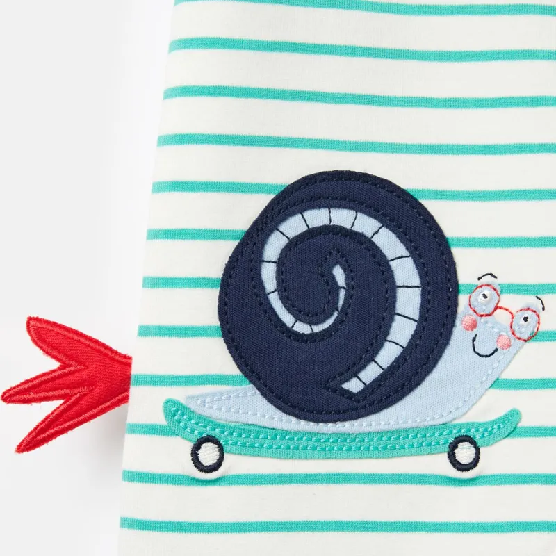 Joules Patch Artwork Romper - Green Snail-2