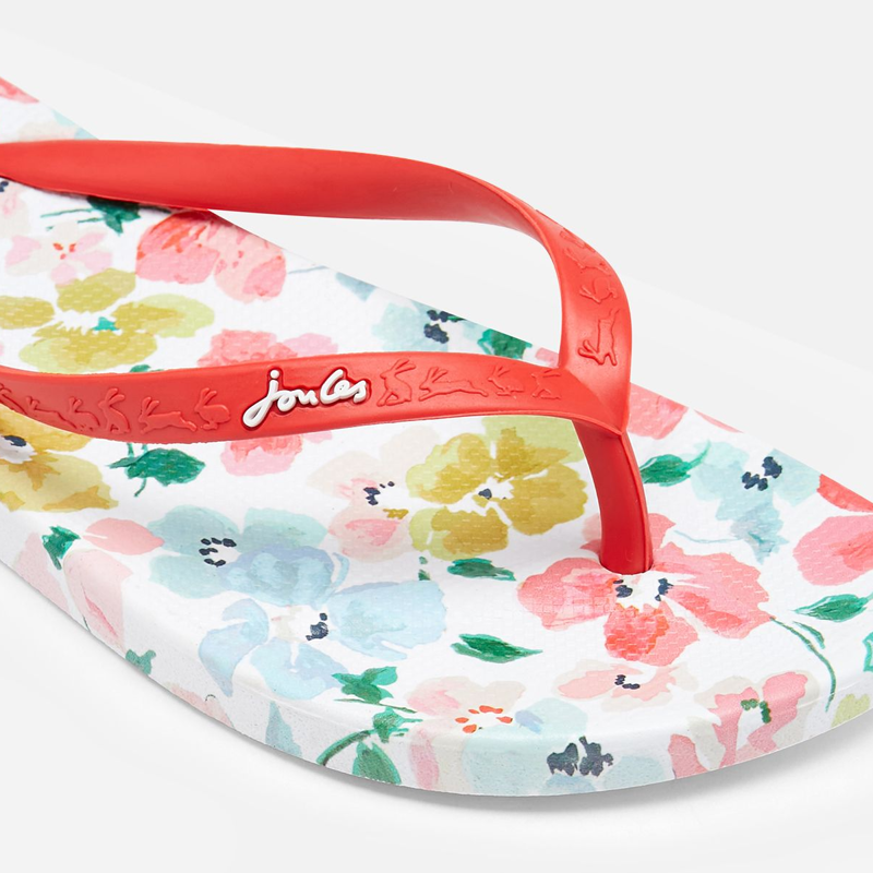 Joules Flip Flop - White Floral-1